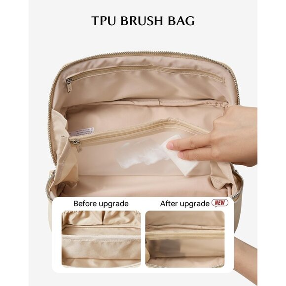 Women AU-Beige-A Large Capacity Cosmetic Travel Makeup Waterproof Portable Bag - Picture 4 of 7